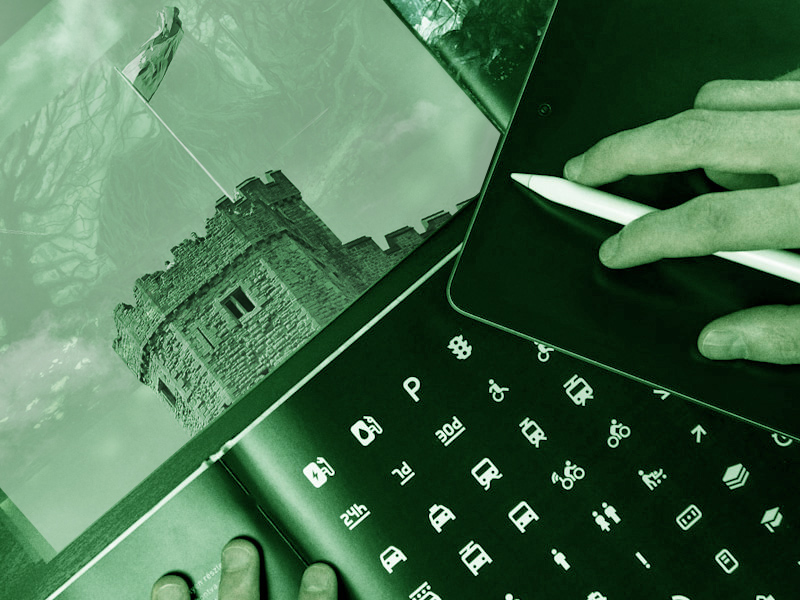 desktop screen with Welsh Castle image being edited